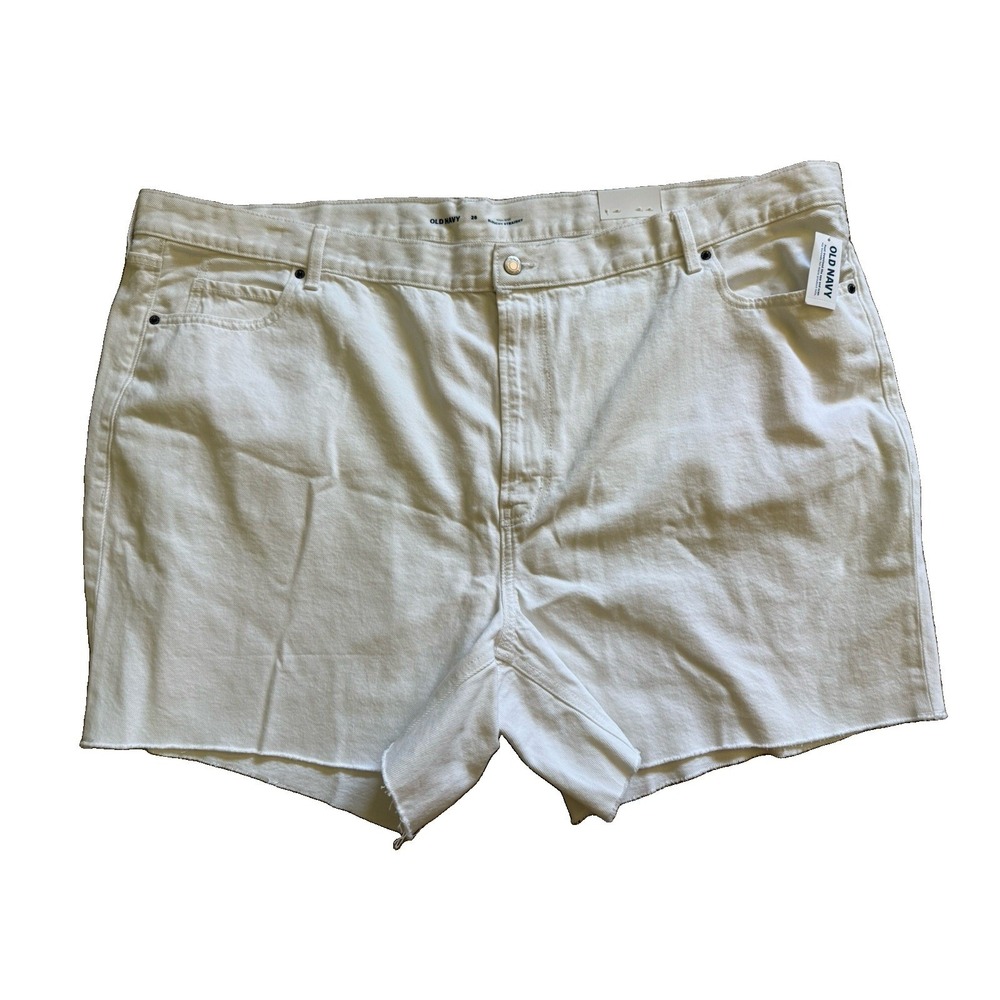 Old Navy Slouchy Straight White Denim Jean Shorts Size‎ 26